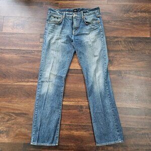 Hugo Boss 'Kansas" Jeans 34x34 Blue Straight Light Wash Denim Faded